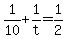 +1%2F10+%2B+1%2Ft+=+1%2F2+