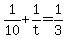 +1%2F10+%2B+1%2Ft+=+1%2F3+