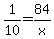 +1%2F10++=+84%2Fx+