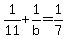 +1%2F11+%2B+1%2Fb++=+1%2F7+