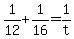 +1%2F12+%2B+1%2F16+=+1%2Ft+