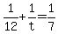 +1%2F12+%2B+1%2Ft+=+1%2F7+