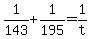 +1%2F143+%2B+1%2F195+=+1%2Ft+