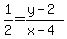 +1%2F2=%28y-2%29%2F%28x-4%29