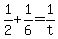 +1%2F2+%2B+1%2F6+=+1%2Ft+