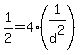 +1%2F2+=+4%2A%28+1%2Fd%5E2+%29+