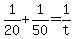 +1%2F20+%2B+1%2F50+=+1%2Ft+