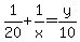 +1%2F20+%2B+1%2Fx+=+y%2F10+