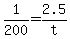 +1%2F200+=+2.5%2Ft+