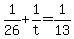 +1%2F26+%2B+1%2Ft+=+1%2F13+