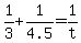 +1%2F3+%2B+1%2F4.5+=+1%2Ft+
