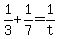 +1%2F3+%2B+1%2F7+=+1%2Ft+