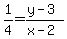 +1%2F4=%28y-3%29%2F%28x-2%29