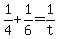 +1%2F4+%2B+1%2F6+=+1%2Ft+