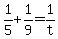 +1%2F5+%2B+1%2F9+=+1%2Ft+