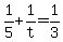 +1%2F5+%2B+1%2Ft+=+1%2F3+