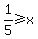 +1%2F5+%3E=+x