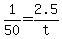 +1%2F50+=+2.5%2Ft+