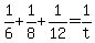 +1%2F6+%2B+1%2F8+%2B+1%2F12+=+1%2Ft+
