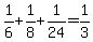 +1%2F6+%2B+1%2F8+%2B+1%2F24+=+1%2F3+