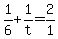 +1%2F6+%2B+1%2Ft+=+2%2F1+