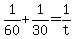 +1%2F60+%2B+1%2F30+=+1%2Ft+