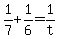 \"+1%2F7+%2B+1%2F6+=+1%2Ft+\"