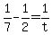 +1%2F7+-+1%2F2+=+1%2Ft+