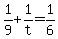 +1%2F9+%2B+1%2Ft+=+1%2F6+