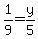 +1%2F9+=+y%2F5+