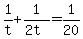 +1%2Ft+%2B+1%2F%282t%29+=+1%2F20+