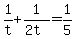 +1%2Ft+%2B+1%2F%282t%29+=+1%2F5+