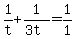 +1%2Ft+%2B+1%2F%283t%29+=+1%2F1+