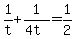 +1%2Ft+%2B+1%2F%284t%29+=+1%2F2+