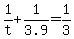 +1%2Ft+%2B+1%2F3.9+=+1%2F3+