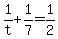 +1%2Ft+%2B+1%2F7+=+1%2F2+