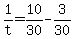 +1%2Ft+=+10%2F30+-+3%2F30+