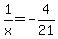 +1%2Fx+=+-4%2F21