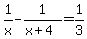 +1%2Fx+-+1%2F%28x%2B4%29+=+1%2F3+