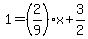 +1+=+%282%2F9%29%2Ax+%2B+3%2F2+