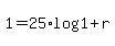 +1+=+25%2Alog%28+1+%2B+r+%29+