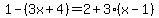 +1+-+%283x%2B4%29+=+2+%2B+3%28x-1%29+