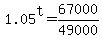 +1.05%5Et+=+67000+%2F+49000+