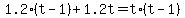 +1.2%2A%28+t-1+%29+%2B+1.2t+=+t%2A%28+t-1+%29+