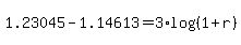 +1.23045+-+1.14613+=+3%2Alog%28%28+1+%2B+r+%29%29+