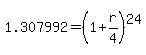+1.307992+=+%28+1+%2B+r%2F4+%29%5E24+