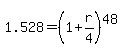 +1.528+=+%28+1+%2B+r%2F4+%29%5E48+