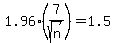 +1.96%287%2Fsqrt%28n%29%29+=+1.5