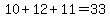 +10+%2B+12+%2B+11++=+33+