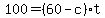 +100+=+%2860+-+c%29%2At+